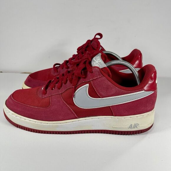 Nike Air Force 1 Low Gym Red Suede Silver Swoosh 488298-623 Men\'s Size 12 main image 8
